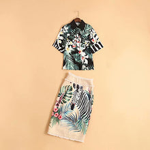 Load image into Gallery viewer, Svoryxiu Spring Summer Runway Cartoon Zebra Print Skirt Suit Women&#39;s Half Sleeve Blouse + High Waist Tassel Skirt Two Piece Set