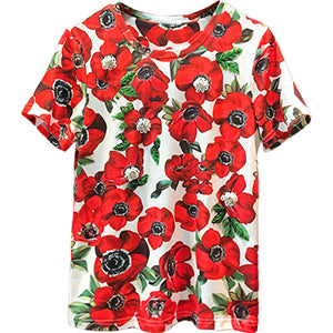 Svoryxiu Summer High Quality Runway Women's Cotton T-shirt Flower Printing Luxurious Beading Diamond Leisure Top Women