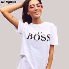 Load image into Gallery viewer, T Shirt Women 2019 New Summer Fashion Boss Letter Printed Round Neck Fashion Tee Shirts Short Sleeve Cotton T Shirt for Women