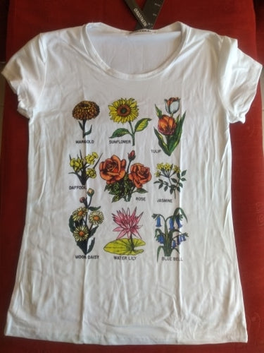 T Shirt Women Tshirt cheap sun flower print short sleeve round neck casual loose women T-shirt tops vestidos Ropa Mujer TX3060