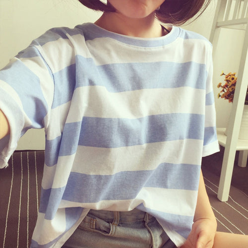 T Shirt Women Tshirt stripe  Vintage New Summer 2019 Stripe T-With Short Sleeves Vestidos Ropa Mujer T047