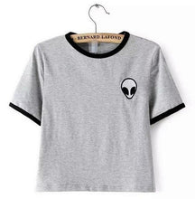 Load image into Gallery viewer, T shirt women crop top 2019 summer casual fashion alien print short-sleeved T-shirt women cheap tshirt vestidos ropa mujer T014
