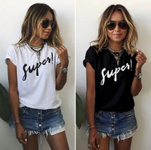 Load image into Gallery viewer, T shirt women t-shirt Digital super letter print short-Sleeved summer style tshirt strange cheap cloth vestidos ropa mujer T015