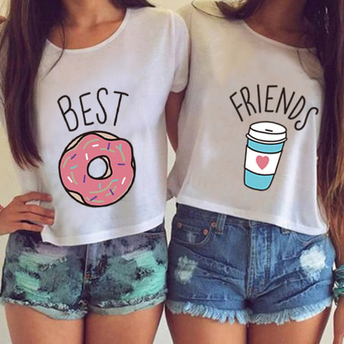 T shirt women tops 2020 summer digital o neck best friends letter printing T-shirt Europe femal tshirt vestidos ropa mujer T016