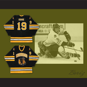 T.J. Oshie 19 Warroad Warriors High School Black Hockey Jersey 2