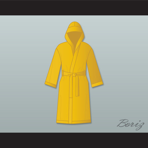 Thomas 'Hitman' Hearns Gold Satin Full Boxing Robe with Hood