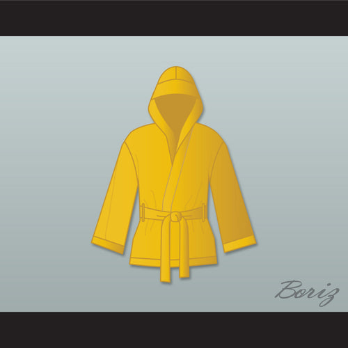 Thomas 'Hitman' Hearns Gold Satin Half Boxing Robe with Hood