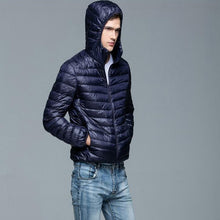Load image into Gallery viewer, TIAN QIONG Brand Autumn Winter Light Down Jacket Men's Fashion Hooded Short Large Ultra-thin Lightweight Youth Slim Coat 4XL