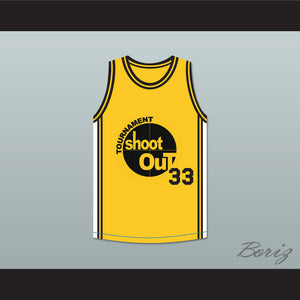 Yellow Tournament Shoot Out Basketball Jersey Above The Rim