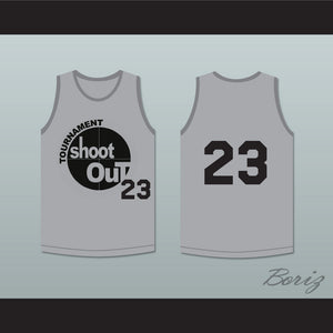 Gray Tournament Shoot Out Basketball Jersey Above The Rim