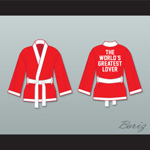 Load image into Gallery viewer, The World&#39;s Greatest Lover Red Satin Half Boxing Robe