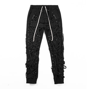 TWOTWINSTYLE Patchwork Bandage Women's Trouser High Waist Casual Slim Pants For Female Summer 2020 Streetwear Fashion Tide