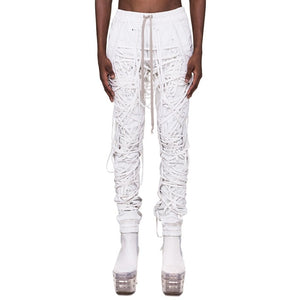 TWOTWINSTYLE Patchwork Bandage Women's Trouser High Waist Casual Slim Pants For Female Summer 2020 Streetwear Fashion Tide