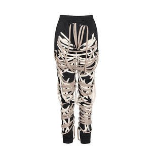 TWOTWINSTYLE Patchwork Bandage Women's Trouser High Waist Casual Slim Pants For Female Summer 2020 Streetwear Fashion Tide