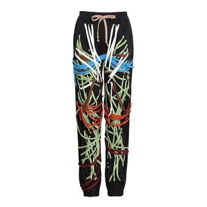 TWOTWINSTYLE Patchwork Bandage Women's Trouser High Waist Casual Slim Pants For Female Summer 2020 Streetwear Fashion Tide