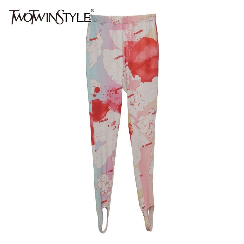 TWOTWINSTYLE Print Hit Color Women's Trousers High Waist Slim Full Length Pencil Pants Streetwear Style Fashion Clothes 2020 New
