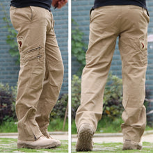 Load image into Gallery viewer, Tactical Pants Army Male Camo Jogger Plus Size Cotton Trousers Many Pocket Zip Military Style Camouflage Black Men's Cargo Pants