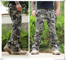 Load image into Gallery viewer, Tactical Pants Army Male Camo Jogger Plus Size Cotton Trousers Many Pocket Zip Military Style Camouflage Black Men's Cargo Pants