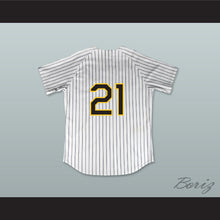Load image into Gallery viewer, Taka Tanaka 21 Buzz White Pinstriped Baseball Jersey Major League: Back to the Minors