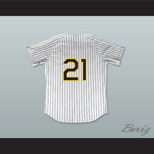 Taka Tanaka 21 Buzz White Pinstriped Baseball Jersey Major League: Back to the Minors