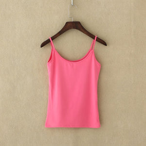 Tank top Women Summer Casual Camisoles Women's Tops T-shirt Spaghetti Strap Cropped Vest Female Camis Fashion Synthetic cotton