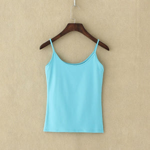 Tank top Women Summer Casual Camisoles Women's Tops T-shirt Spaghetti Strap Cropped Vest Female Camis Fashion Synthetic cotton