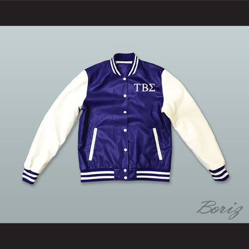 Tau Beta Sigma Sorority Blue and White Lab Leather Varsity Letterman Jacket