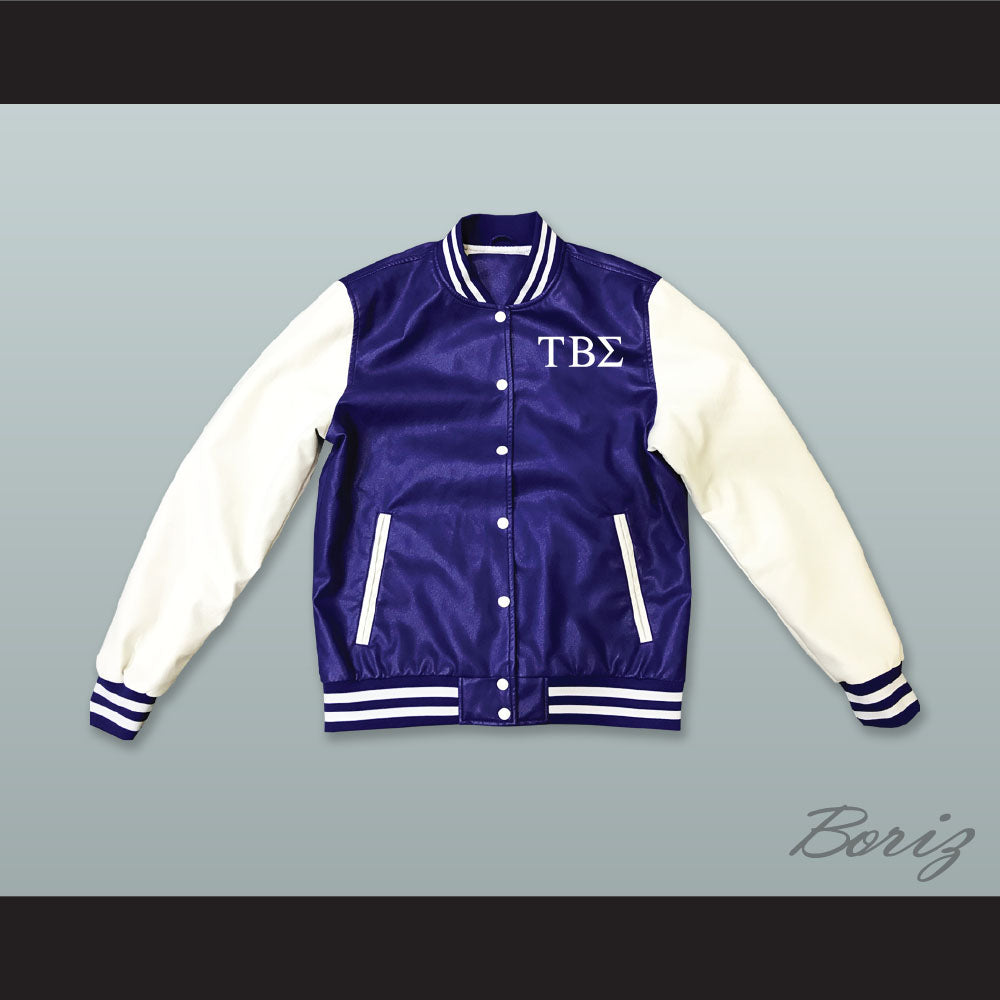 Tau Beta Sigma Sorority Blue and White Lab Leather Varsity Letterman Jacket