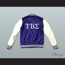 Load image into Gallery viewer, Tau Beta Sigma Sorority Blue and White Lab Leather Varsity Letterman Jacket