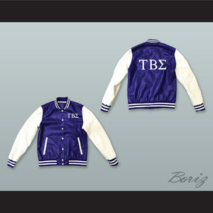 Tau Beta Sigma Sorority Blue and White Lab Leather Varsity Letterman Jacket