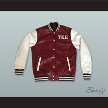 Load image into Gallery viewer, Tau Kappa Epsilon Fraternity Maroon and White Lab Leather Varsity Letterman Jacket