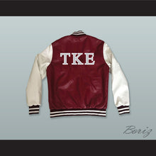 Load image into Gallery viewer, Tau Kappa Epsilon Fraternity Maroon and White Lab Leather Varsity Letterman Jacket