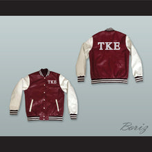 Load image into Gallery viewer, Tau Kappa Epsilon Fraternity Maroon and White Lab Leather Varsity Letterman Jacket