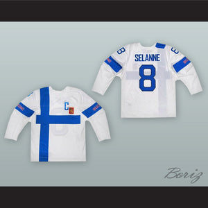 Teemu Selanne 8 Finland National Team White Hockey Jersey
