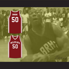 Load image into Gallery viewer, Terrell Owens 50 Benjamin Russell High School Wildcats Maroon Basketball Jersey