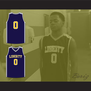 Terron Forte 0 Liberty High School Dark Blue Basketball Jersey Amateur