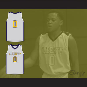 Terron Forte 0 Liberty High School Light Gray Basketball Jersey Amateur