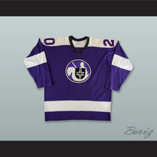 Load image into Gallery viewer, Terry Holbrook 20 WHA Cleveland Crusaders Purple Hockey Jersey