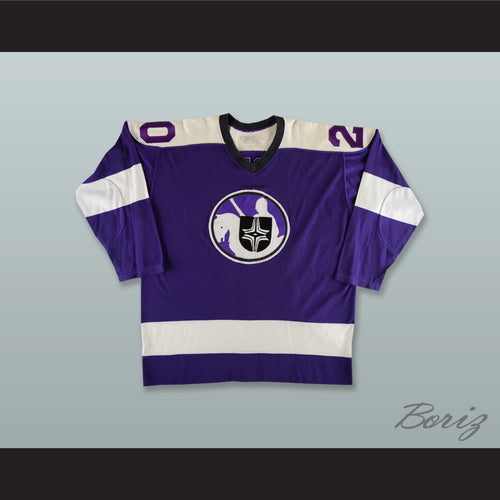 Terry Holbrook 20 WHA Cleveland Crusaders Purple Hockey Jersey