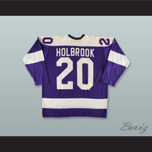 Load image into Gallery viewer, Terry Holbrook 20 WHA Cleveland Crusaders Purple Hockey Jersey