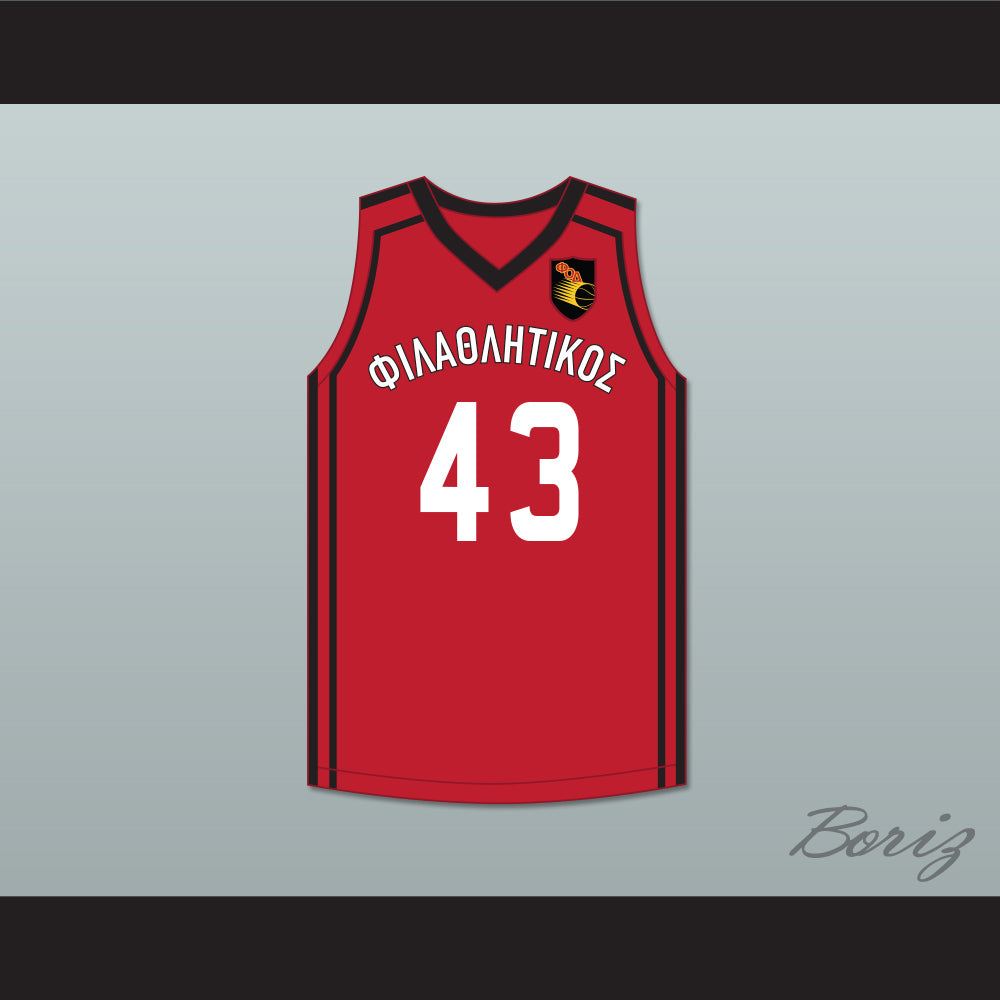 Thanasis Antetokounmpo 43 Filathlitikos A.O Zografou B.C. Red Basketball Jersey