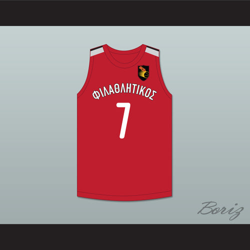 Thanasis Antetokounmpo 7 Filathlitikos A.O Zografou B.C. Red Basketball Jersey 2