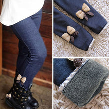 Load image into Gallery viewer, Thick Warm Fall Spring Girls Leggings Jean Pants Bow High Quality Pants Solid Bouncy Plus Cashmere 4 5 6 7 8 9 10 Years Old Girl