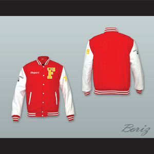 Thomas Shepard High School Basketball Red Wool and White Lab Leather Varsity Letterman Jacket 1