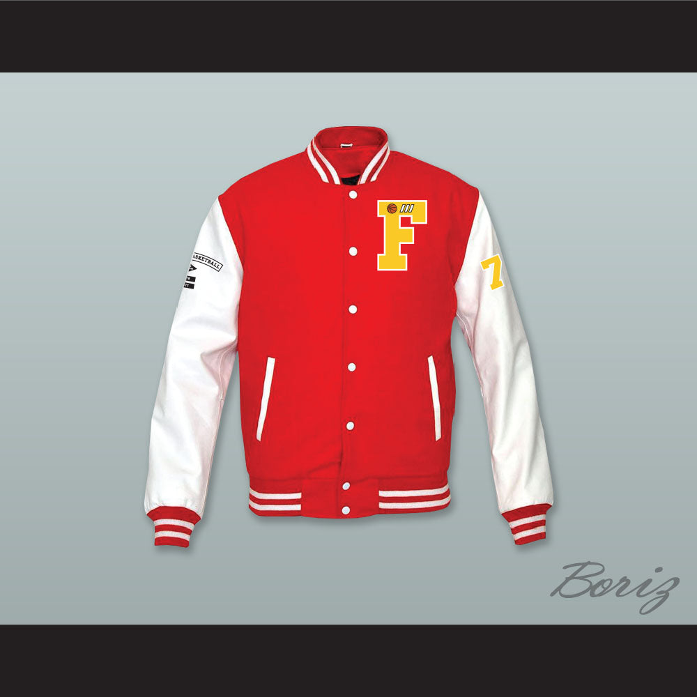 Thomas Shepard High School Basketball Red Wool and White Lab Leather Varsity Letterman Jacket 2