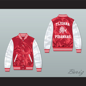 Tijuana Piranhas Mexican Expansion Team Red/ White Varsity Letterman Satin Bomber Jacket