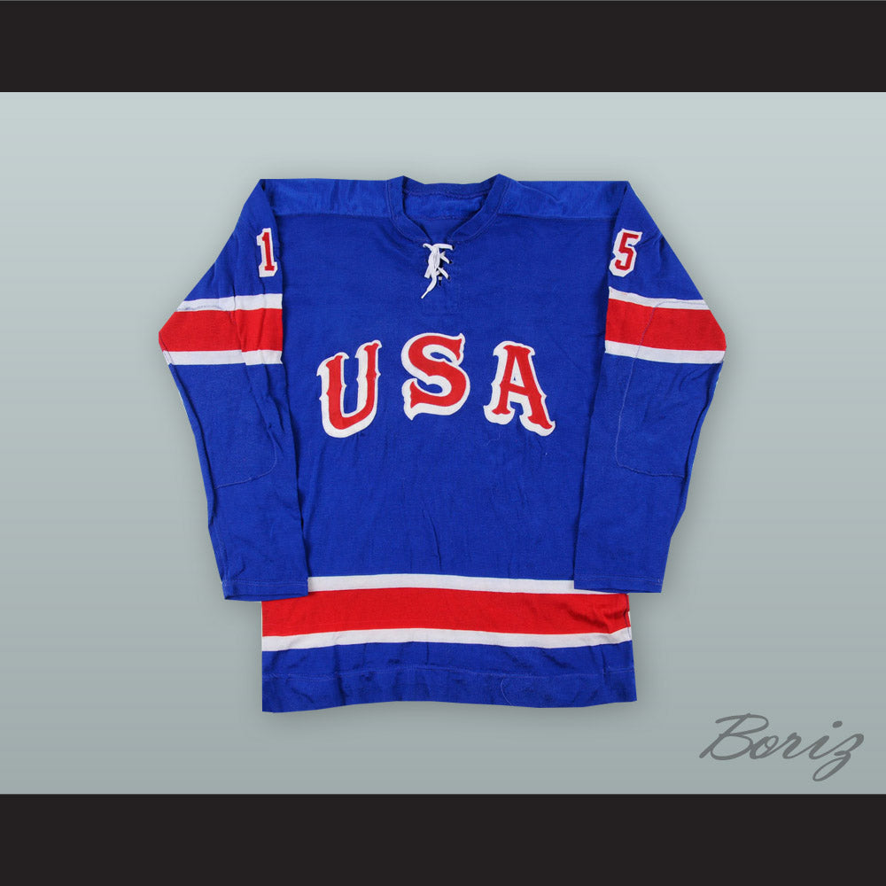 Tim Sheehy 15 USA National Team Blue Hockey Jersey