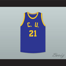 Load image into Gallery viewer, Tommy &quot;Preacher&quot; White 21 Cadwallader University Blue Basketball Jersey Fast Break