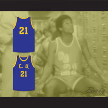 Load image into Gallery viewer, Tommy &quot;Preacher&quot; White 21 Cadwallader University Blue Basketball Jersey Fast Break