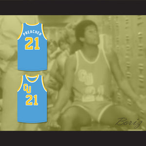 Tommy "Preacher" White 21 Cadwallader University Light Blue Basketball Jersey Fast Break